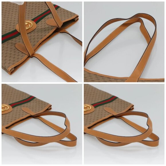 GUCCI Micro GG Supreme Web Sherry Line Bag PVC Beige Gold Auth ep9489 - Picture 16 of 16